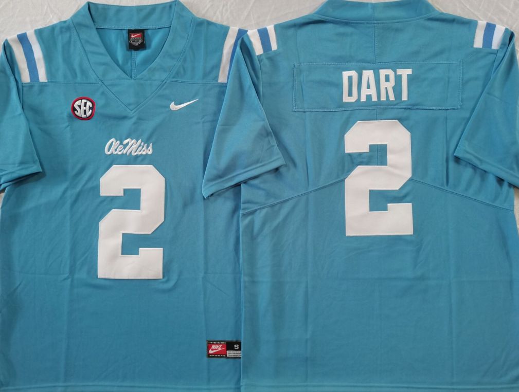 Men Ole Miss Rebels #2 Dart Light Blue Nike 2025 NCAA Jersey->ncaa teams->NCAA Jersey